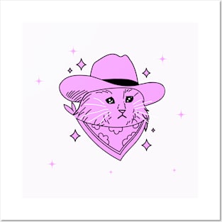 Crying cowboy cowgirl cat Posters and Art